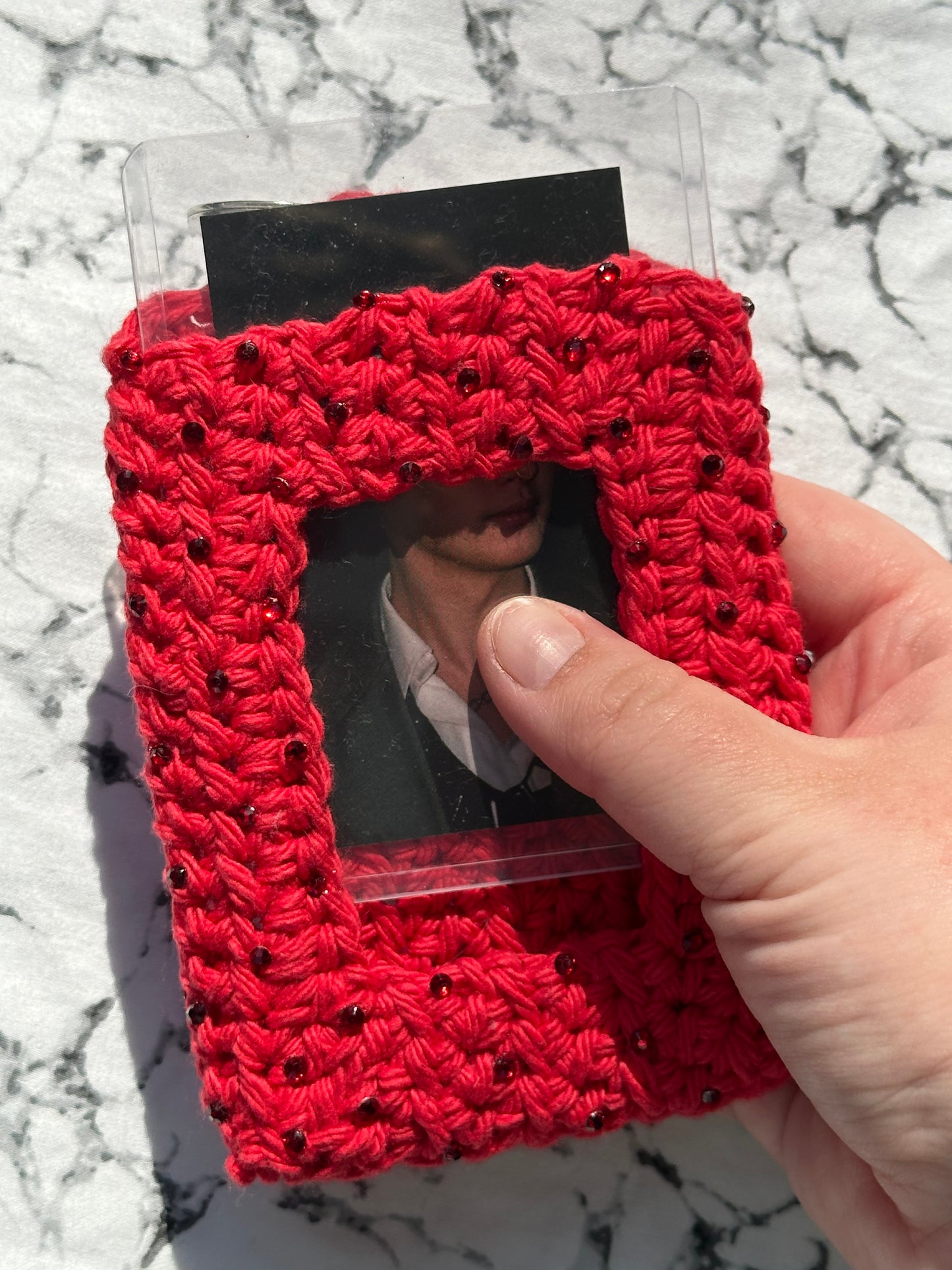 Red Bedazzled Kpop Photocard Holder