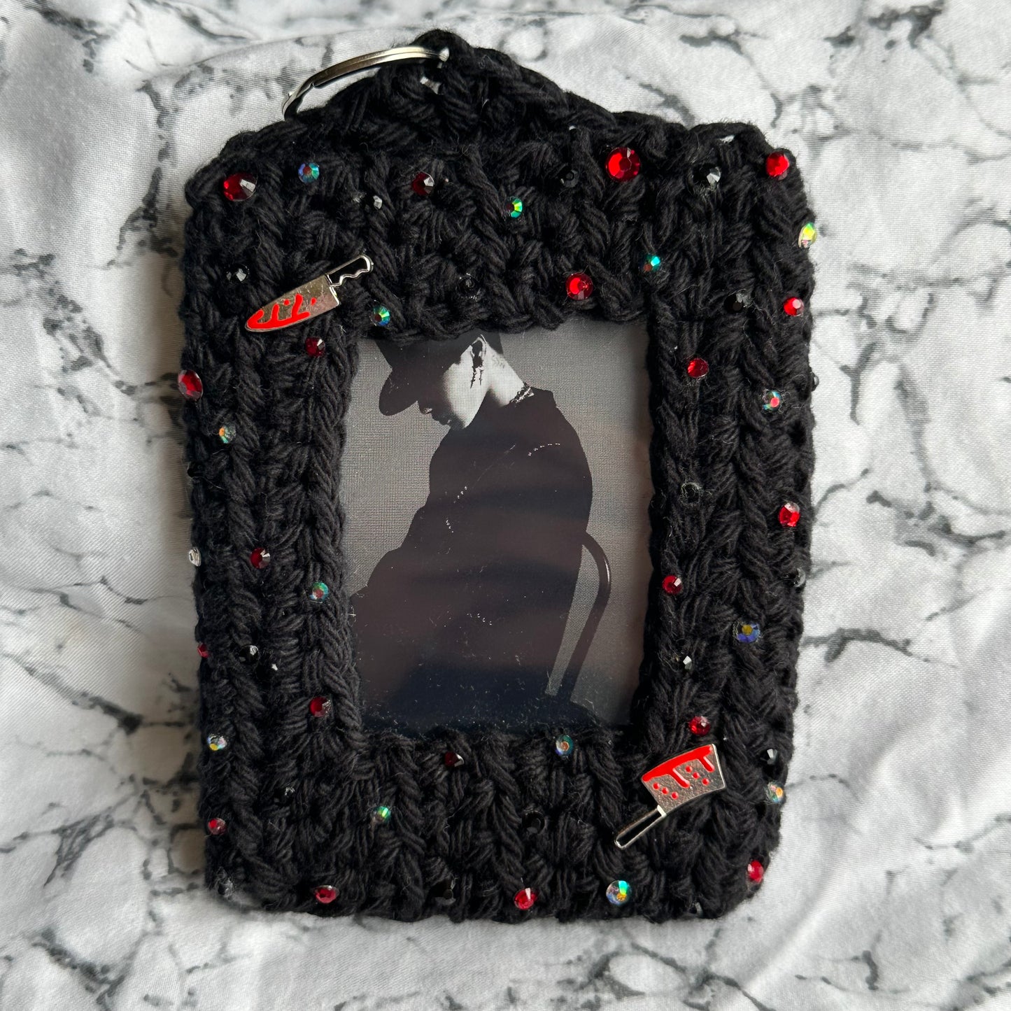 Stabby Babe KPOP Photocard Holder / Handmade / Crochet / Bedazzled / Subtle Merch