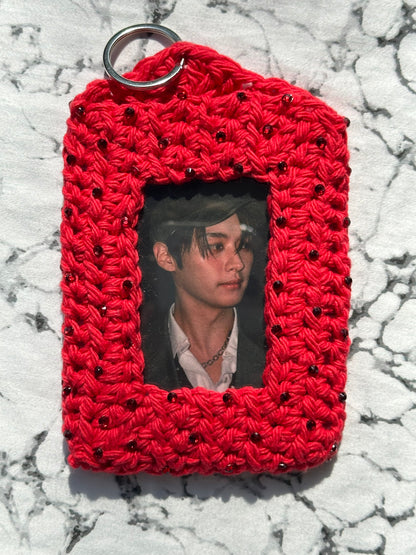 Red Bedazzled Kpop Photocard Holder